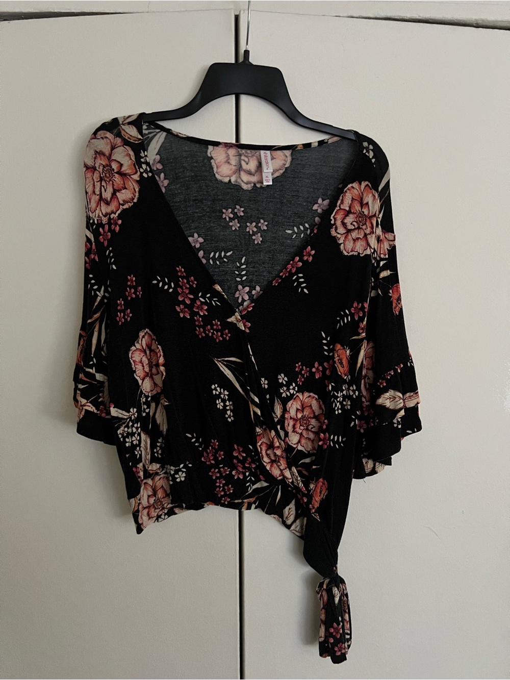 Floral Faux Wrap Cropped Top